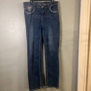 Grace in LA P Straight Sz19 Med Blue High Rise Jeans